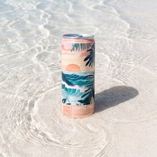 Coastal Calm can standing in clear shallow water on white sand