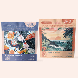 Two 10-count 5mg gummy pouches: Highly Likely + Coastal Calm