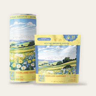 Sip + Chew Matched Set: a Highland Harmony can with a Highland Harmony Gummies pouch